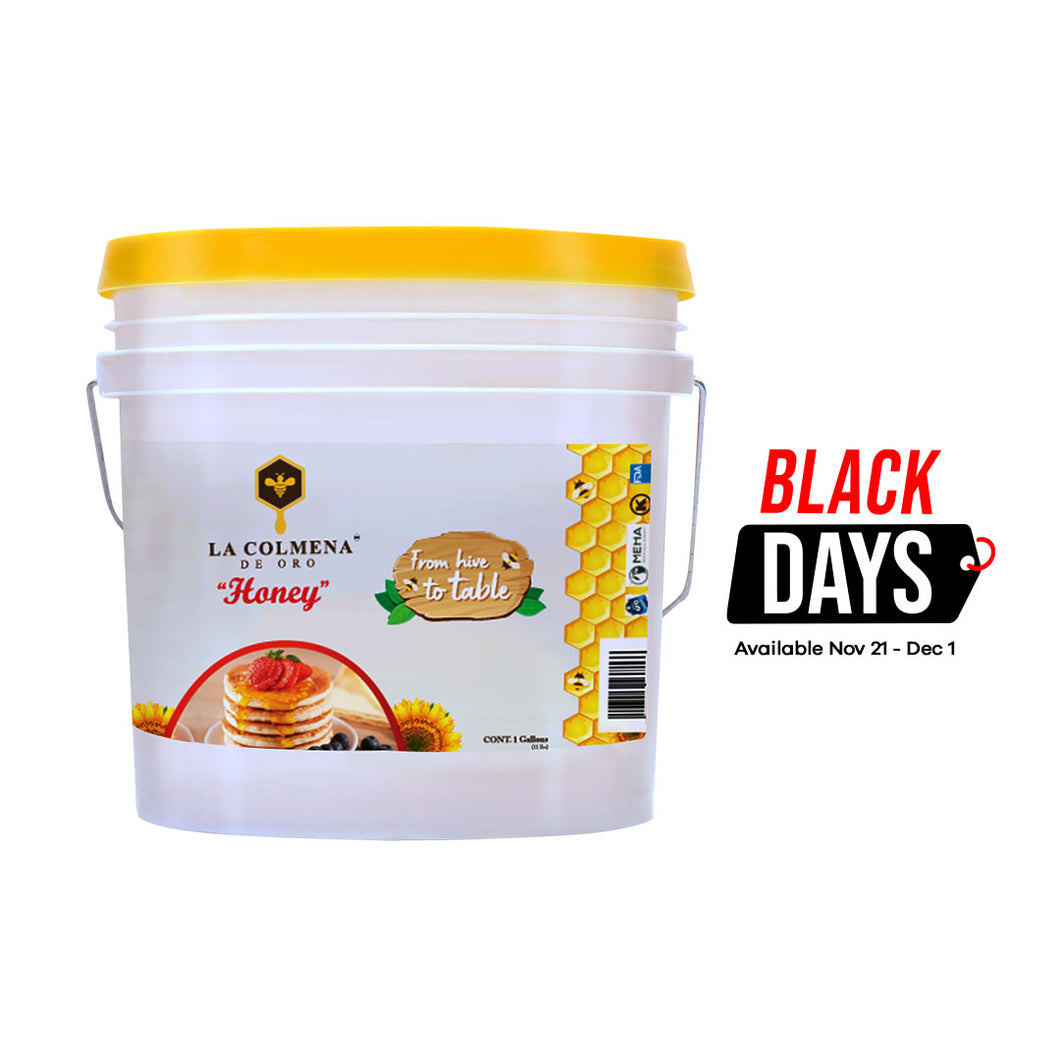 1 Gallon (11 lbs) Bucket of Colmena de Oro Raw Honey | Free Shipping!