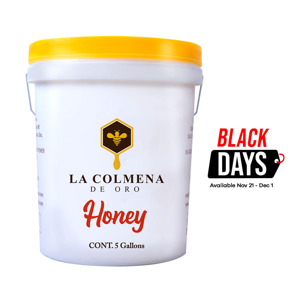 5 Gallon (60 lbs) Bucket of Colmena de Oro Raw Honey | FREE shipping!